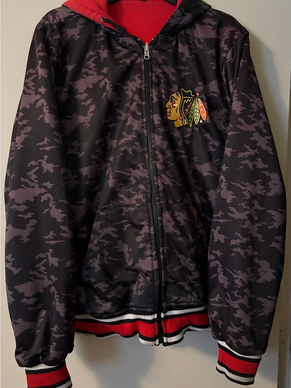 Chicago Blackhawks Camo Reversible Hooded Zip Jacket